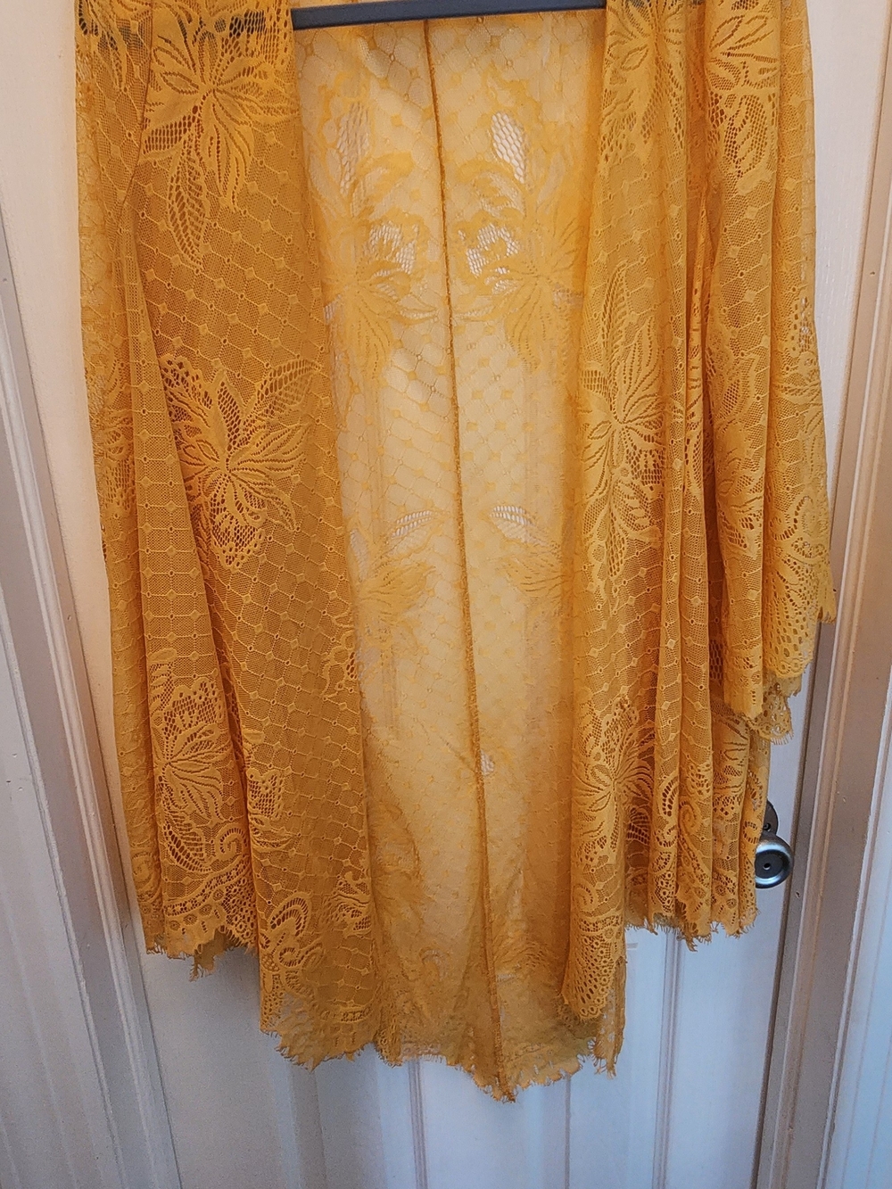 Yellow Lace - Sheer Floral Women's Duster